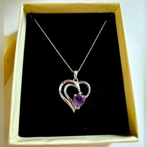 ZALES Amethyst Diamond Heart Necklace